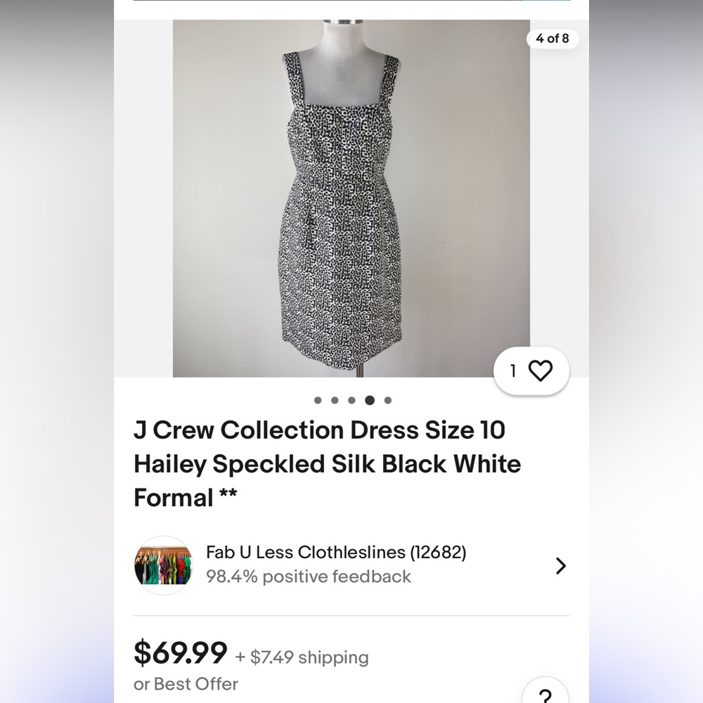 JCrew Hailey Speckled Silk Dress, size 6